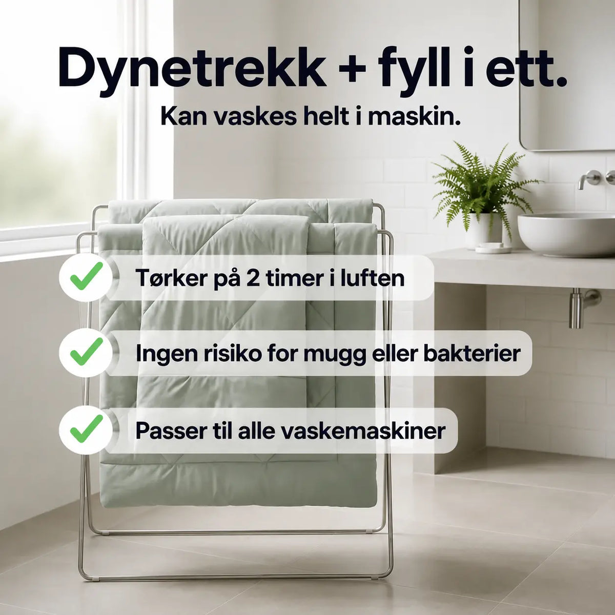 EasySleep® Dyne – 2-i-1 hurtigtørkende dyne som gjør sengetrekk overflødig