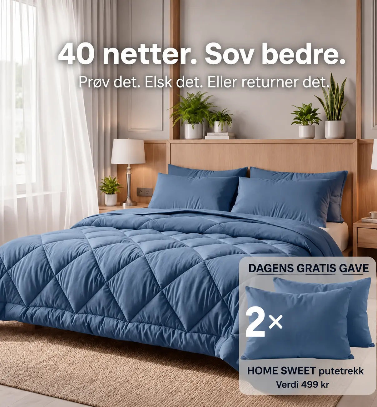 EasySleep® Dyne – 2-i-1 hurtigtørkende dyne som gjør sengetrekk overflødig